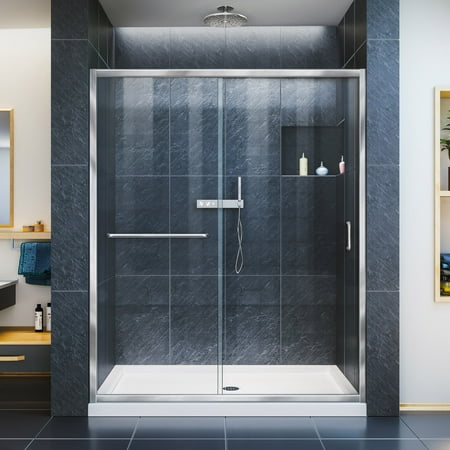 DreamLine Infinity-Z 50-54 in. W x 72 in. H Semi-Frameless Sliding Shower Door, Clear Glass in (Best Way To Clean Glass Shower Doors With Soap Scum)