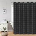 thumbnail image 3 of FRAMICS Heavy-Duty Waffle Weave Shower Curtain Sets with Rug, 14-Piece Striped Fabric Bathroom Sets with Hooks, Hotel Grade, Waterproof & Washable, Black, 71.3" x 71.3", 3 of 9
