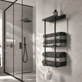thumbnail image 4 of QIYFDDF Wall Towel Rack for Rolled Towels 3 Tier Metal Towel Holder 6 Hooks, 31.5in High Wall Mounted Towel Storage, 6 Large Bath Towels Capacity , Vertical Towel Storage Organizer Holder Black, 4 of 7