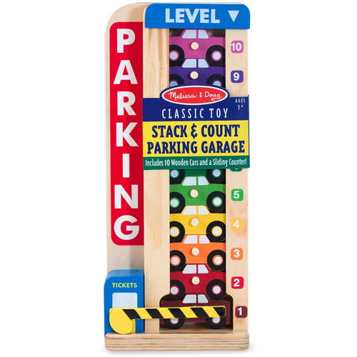 Melissa & Doug Stack & Count Wooden Parking Garage with 10 Cars