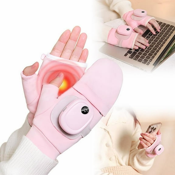 Fingerless Heated Gloves Women Men New Rechargeable Hand Warmer Gloves For Typing Warm Portable Heated Glove For Winter Indoor Outdoor Heating Riding Glove For Cold Weather(A Pair)