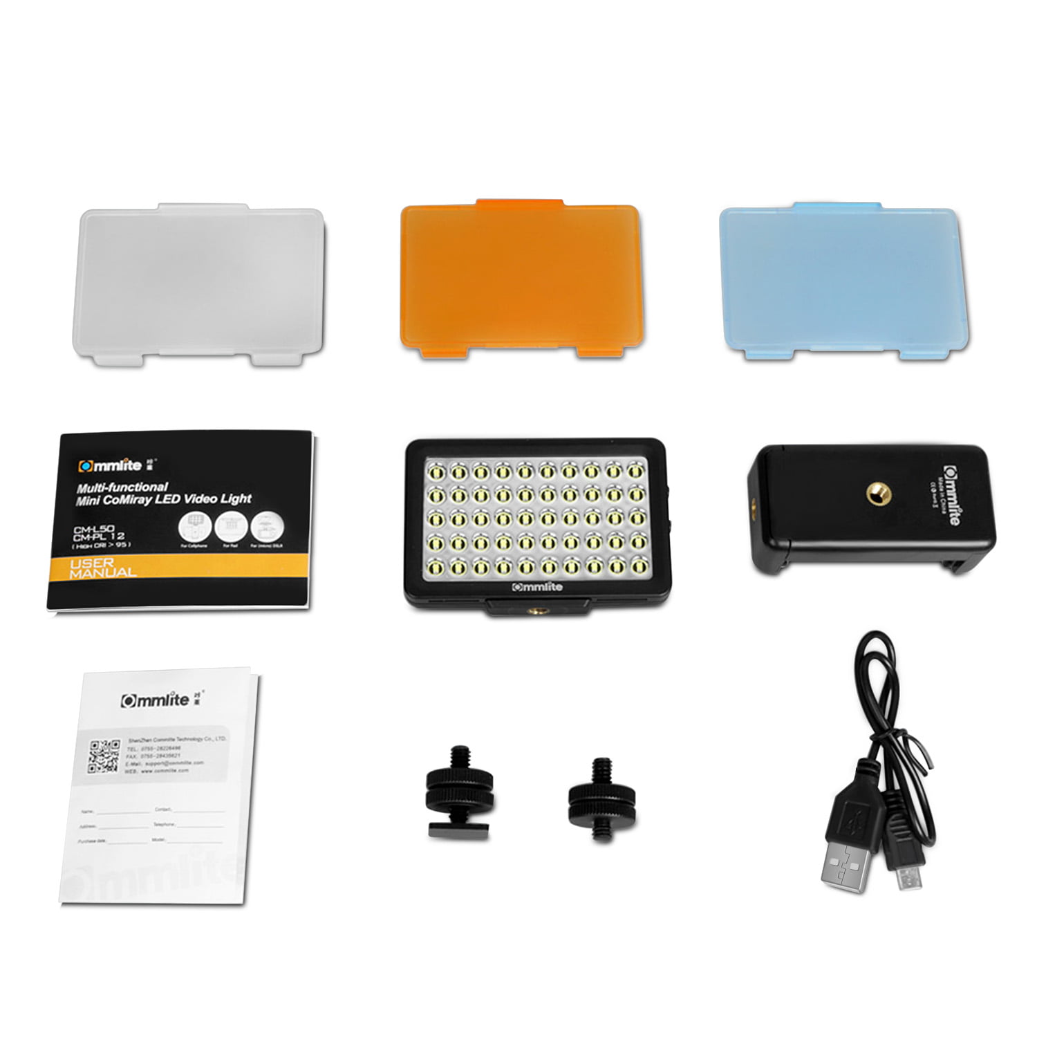 Commlite CM-L50II Selfie Light LED Video Light Black for Cellphone Pad Camera 