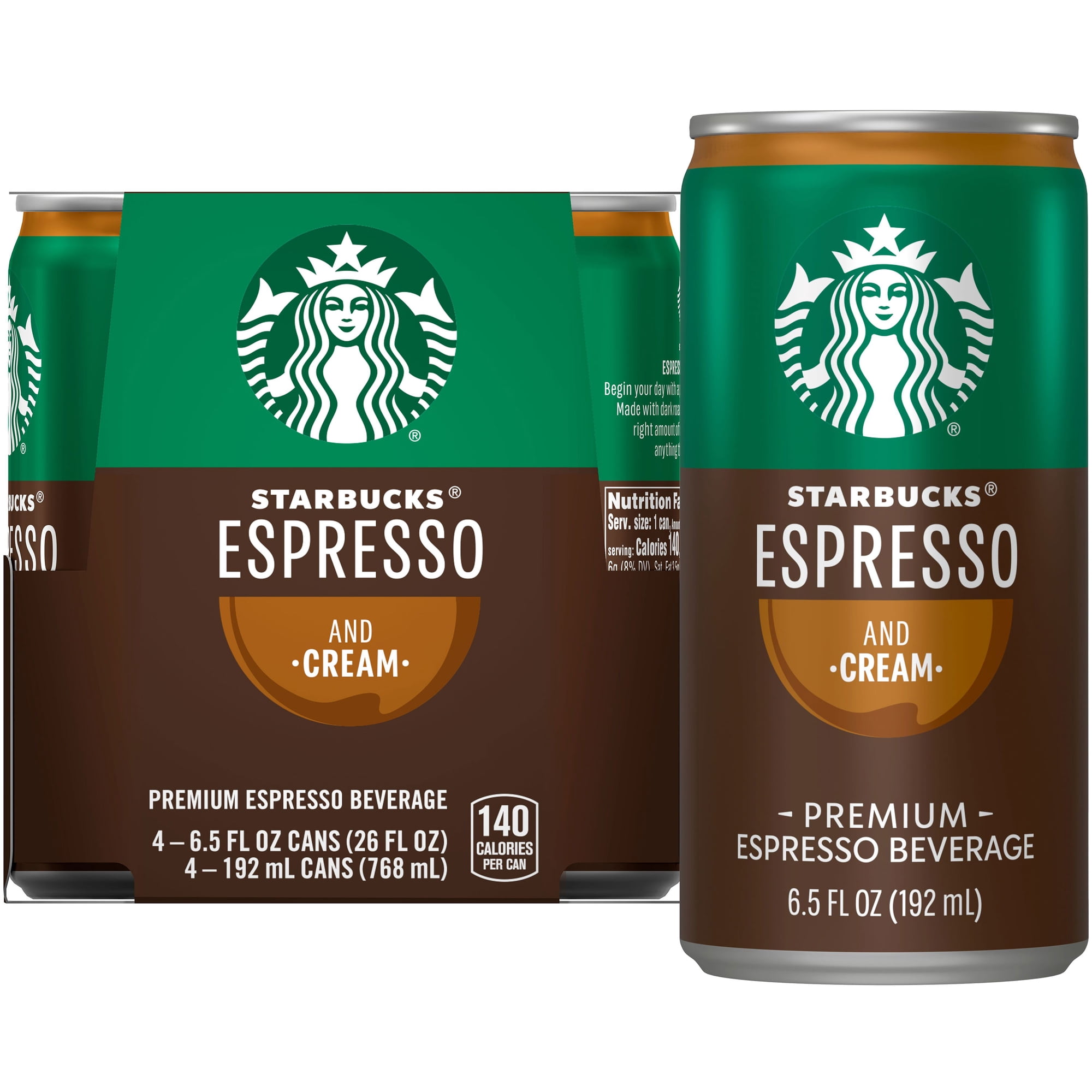 Starbucks Espresso & Cream Premium Espresso Beverage, 6.5 fl oz, 4 count
