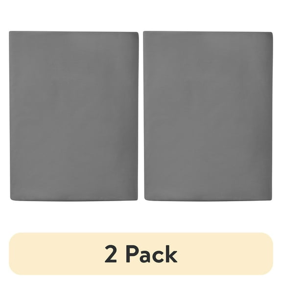 (2 pack) Mainstays Easy Care 300 Thread Count Solid Soothing Gray CVC Cotton Blend Fitted Sheet, Twin / Twin XL (Adult)