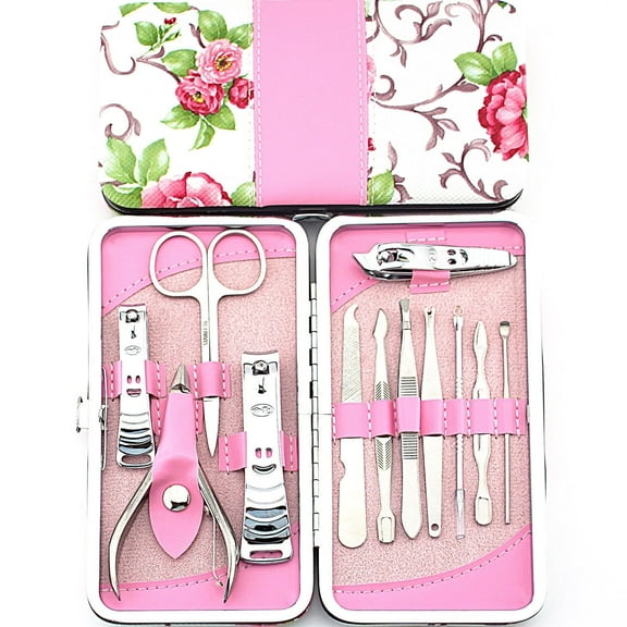 12pcs Flower Stainless Steel Nail Clipper Care Personal Manicure & Pedicure Set Travel & Grooming Kit