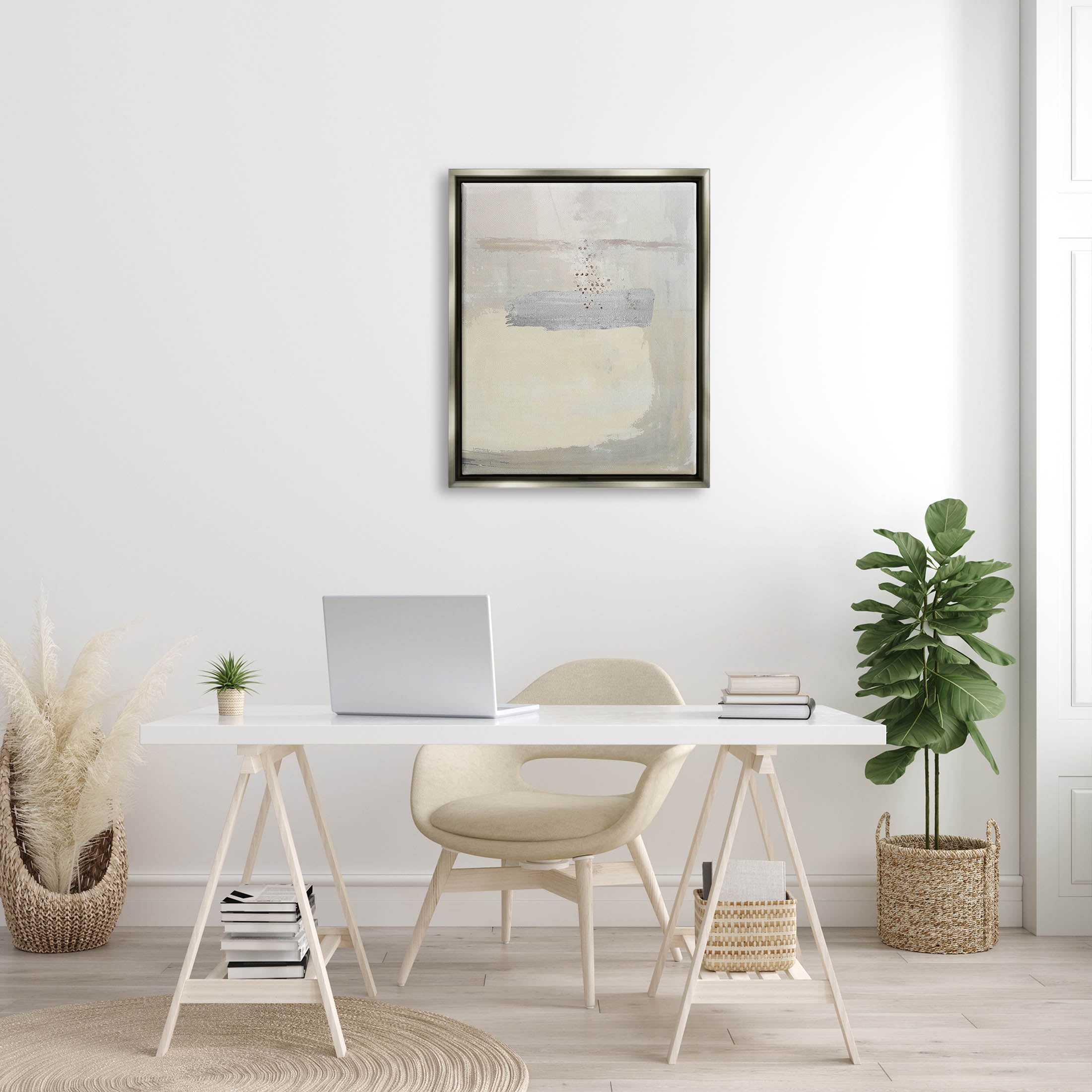 Beige Modern Abstract Arrangement Abstract Graphic Art Luster Gray Framed Art Print Wall Art