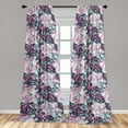 thumbnail image 2 of Abstract Floral Window Curtains, Fantasy Themed Flowers Boho Scene with Pastel Colors Print, Lightweight Decor 2-Panel Set with Rod Pocket, Pair of - 28"x84", Dark Fuchsia and Pale Pink, by Ambesonne, 2 of 3