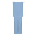 thumbnail image 6 of MSJUHEG Beach Sets for Women Workout Sets for Women Sets for Women Lounge Sets for Women Crop Tops Wide Leg Pant Sets Matching Sets for Women Summer Sets Women 2 Piece Outfits Light Blue S, 6 of 9