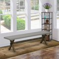 thumbnail image 2 of Pemberly Row X-Style 15x72" Wood Dining Bench in Jacobean/Cement Gray, 2 of 5