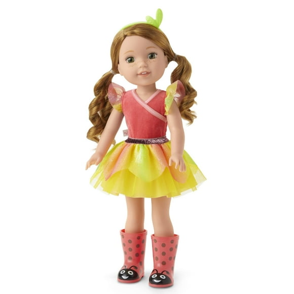 American Girl WellieWishers 14.5-inch Willa Doll with Coral Leotard, Mesh Skirt, Headband, and Boots, For Ages 4+