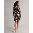 thumbnail image 6 of Zaccai Women's Black Satin Abstract Wrap Dress, 6 of 6