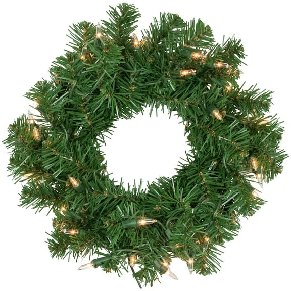 Northlight Small Pre-Lit Deluxe Dorchester Pine Artificial Christmas Wreath - 12" - Clear Lights