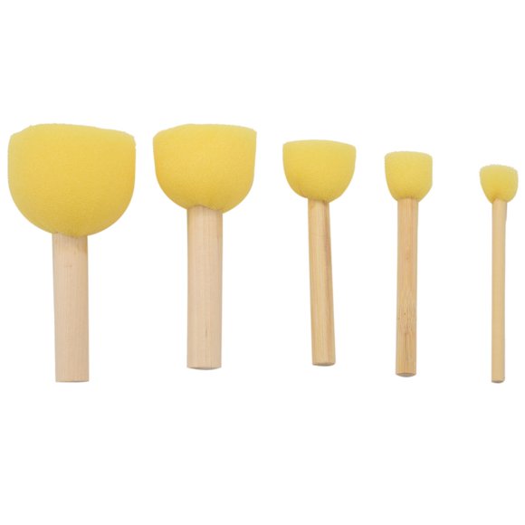 Pack of 30 Round Foam Sponge Paint Brush Set - Stencil Brush Value Pack - 5 Different Sizes - Great for Kids Arts and Crafts, Stencils, Painting
