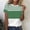 Green, variant on ITSAME Womens Tops, Short Sleeve Round Neck Striped Print Summer Casual Fashion Blouses Blue Size L