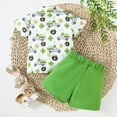 thumbnail image 5 of Sopiago Toddler Baby Boy St. Patrick's Day Clothes Car Print Button Up Short Sleeve Bowtie Shirt Pockets Shorts Gentleman Outfits Green,6-12 Months, 5 of 7