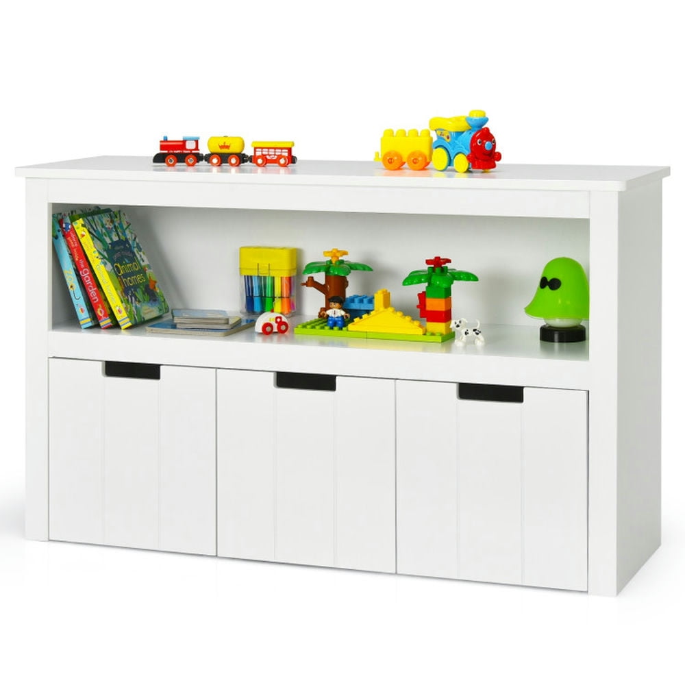Barara King Kids Storage Unit Bookshelf,Toy Storage Organizer,Kid Toy Storage Cabinet 3 Drawer Chest with Wheels Large Storage Cube Shelf