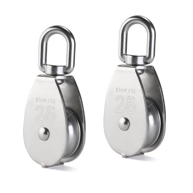 Poulie Simple de Qualité Professionnelle, Acier Inoxydable 304 Roue de Levage Ergonomique Pivotante avec Résistance à l'Humidité pour Applications Intérieures et Extérieures (2 Pcs)