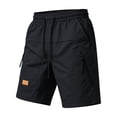 thumbnail image 7 of Besolor Men's Cargo Shorts Wide Leg Casual Loose Outdoor Running Hiking Drawstring Elastic Waist Knee Length Shorts with Pockets(X-Large,Black), 7 of 7