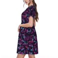 thumbnail image 2 of Fotbe Purple Butterfly Vestido Largo de Moda para Mujer, Vestido Tipo Camiseta con Manga Corta y Estilo Casual a Rayas y Bloques de Color, 2 of 6