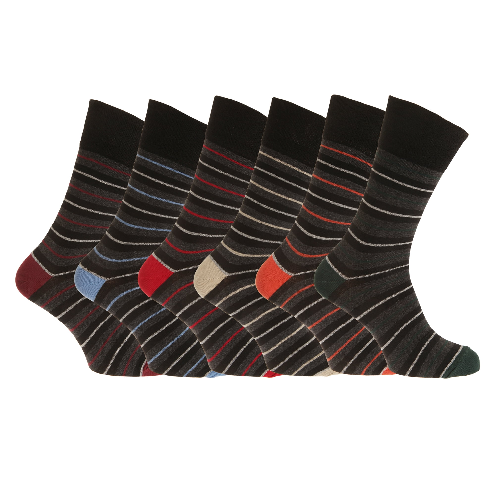 Aler Mens Non Elastic Thin Multi-Stripe Socks (6 Pairs) | Walmart Canada