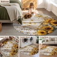 thumbnail image 5 of Large Round Rug 8Ft Washable Non-Slip, Farmhouse Sunflower Circle Area Rugs for Living Room Bedroom, Vintage Daisy Butterflies Rustic Wood Indoor Floor Mats Carpet Runner for Home Decor, 5 of 8