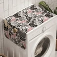 thumbnail image 1 of Flamingo Washing Machine Organizer, Drawing Style Island Foliage Nature Orchid Flowers and Palm Leaves, Anti-slip Fabric Top Cover for Washer and Dryer, Coral Black Grey, by Ambesonne, 1 of 1