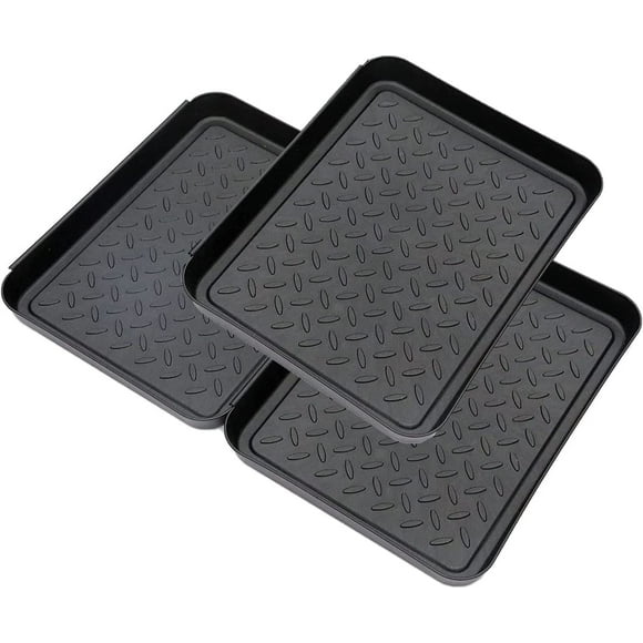 Boot Tray 3Pack, Shoe Tray for Entryway Indoor (13.8X10.8X1.2in) Rubber Plastic Boot Mat Tray for Floor Protection, Rainy and Snowy Wet Shoes Drip Tray for Indoor and Outdoor, Multi-Purpose Mat Tray