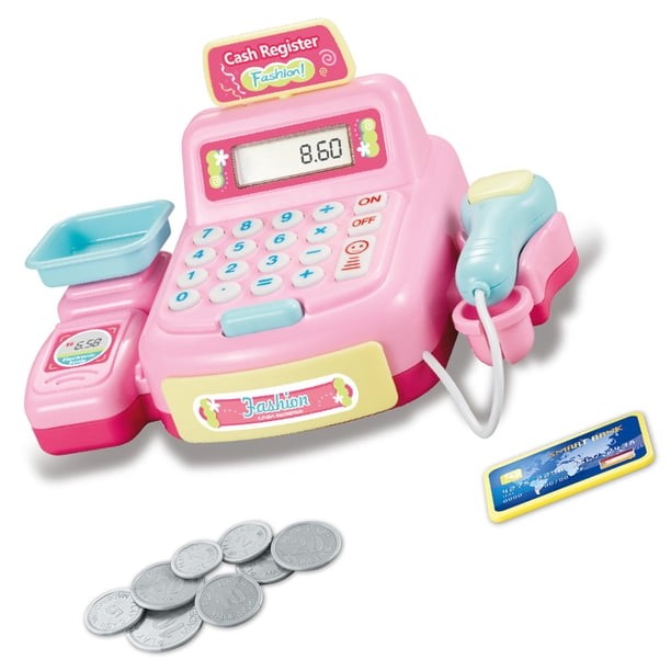 Vogacara Juguete de simulación para niños, caja registradora simulada, escáner de simulación de juguete con sonido y luz para niños y niñas, Juguetes Educativos Rosado Vogacara FN003250-02