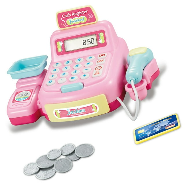 Vogacara Juguete de simulación para niños, caja registradora simulada, escáner de simulación de juguete con sonido y luz para niños y niñas, Juguetes Educativos Rosado Vogacara FN003250-02