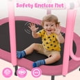 thumbnail image 2 of 60" Kids Trampoline with Safety Enclosure Net, Basketball Hoop, Adjustable Gymnastics Bar and Rings, SHINPT Mini Indoor and Outdoor Trampoline, Pink, 2 of 8