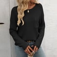 thumbnail image 2 of UTSJKR Women's Knit Sweaters with Chest Pockets Deals Classic Solid Crew Neck Sweaters Casual Loose Comfy Basic Pullover Jumper Tops Long Sleeve Tops 2024 Fashion Black XL, 2 of 6