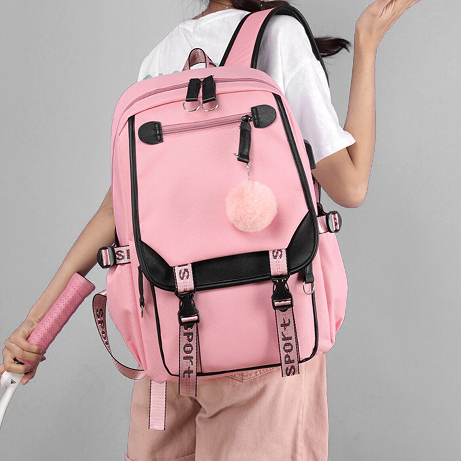 Women Oxford Backpack Girls School Bag w USB Charging Port University Book  Bag