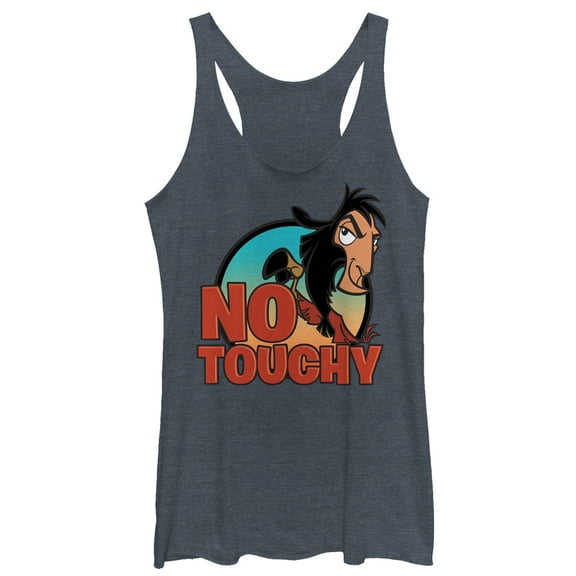 Women's The Emperor's New Groove No Touchy Point Racerback Tank Top Navy Blue Heather Small