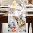 thumbnail image 3 of Table Runners 36 Inches Long Dress Scarves, Bunny Easter Farmhouse Kitchen Table Runner, Short Coffee Tablerunners, Spring Floral Blue Eucalyptus Leaves Wooden 13x36 Inch, 3 of 9