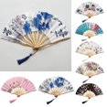 thumbnail image 2 of CSChome Performance Hand Fan Performance Hand Japanese Style Tassel Vintage Stage Performance Flower Print Party Dance Folding Party Favors, 2 of 7