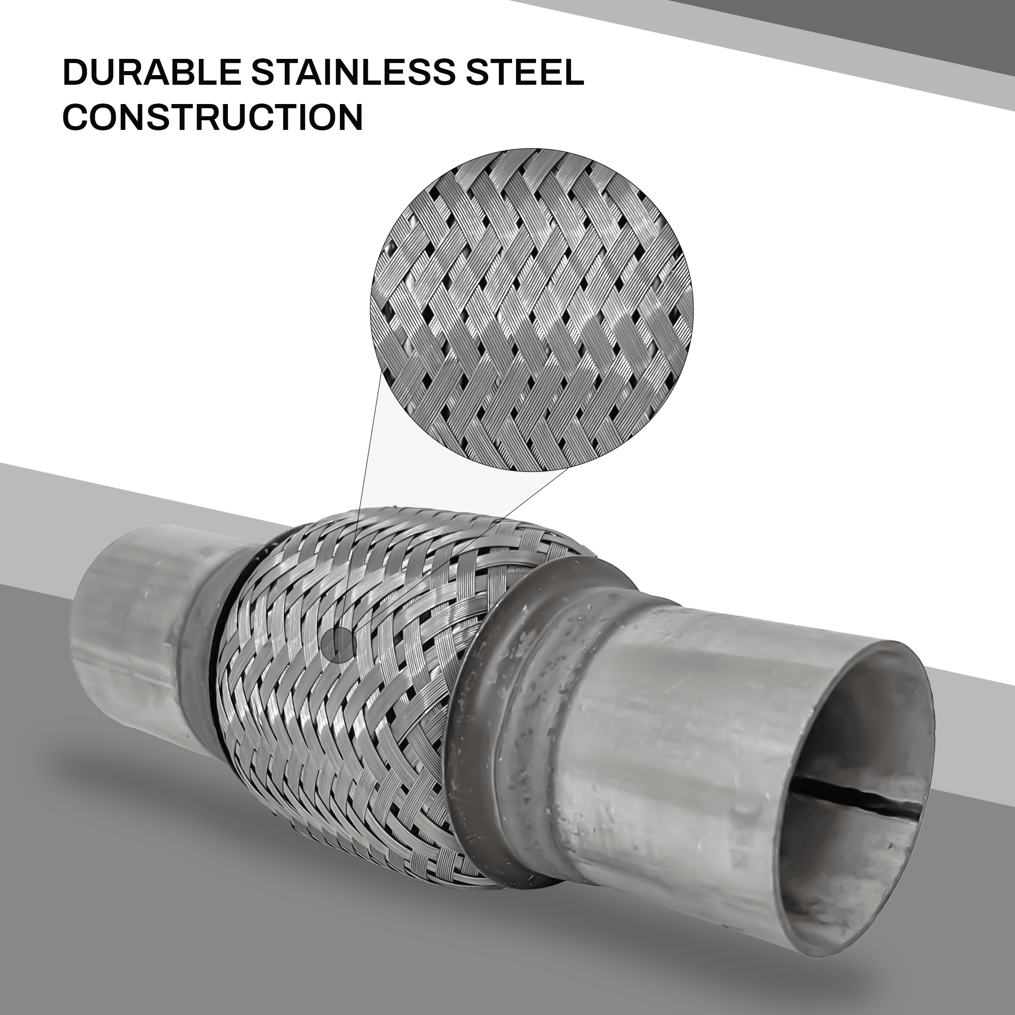Monlion 51 x 70 Exhaust Flex Pipe | Double Braided Stainless Steel | Universal Weld-On Replacement