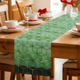 thumbnail image 5 of Green Geometric Table Runner - 70 Inch Long Ombre Modern Abstract Art Cotton and Linen Blended Dress Scarves Farmhouse Table Runner for Kitchen Dining, Coffee Table, 13" x 70", 5 of 8