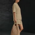 thumbnail image 4 of Two Piece Sets for Women Going out Summer V-Neck Short Sleeve And Long Pants Casual 2PC Sets, 4 of 6