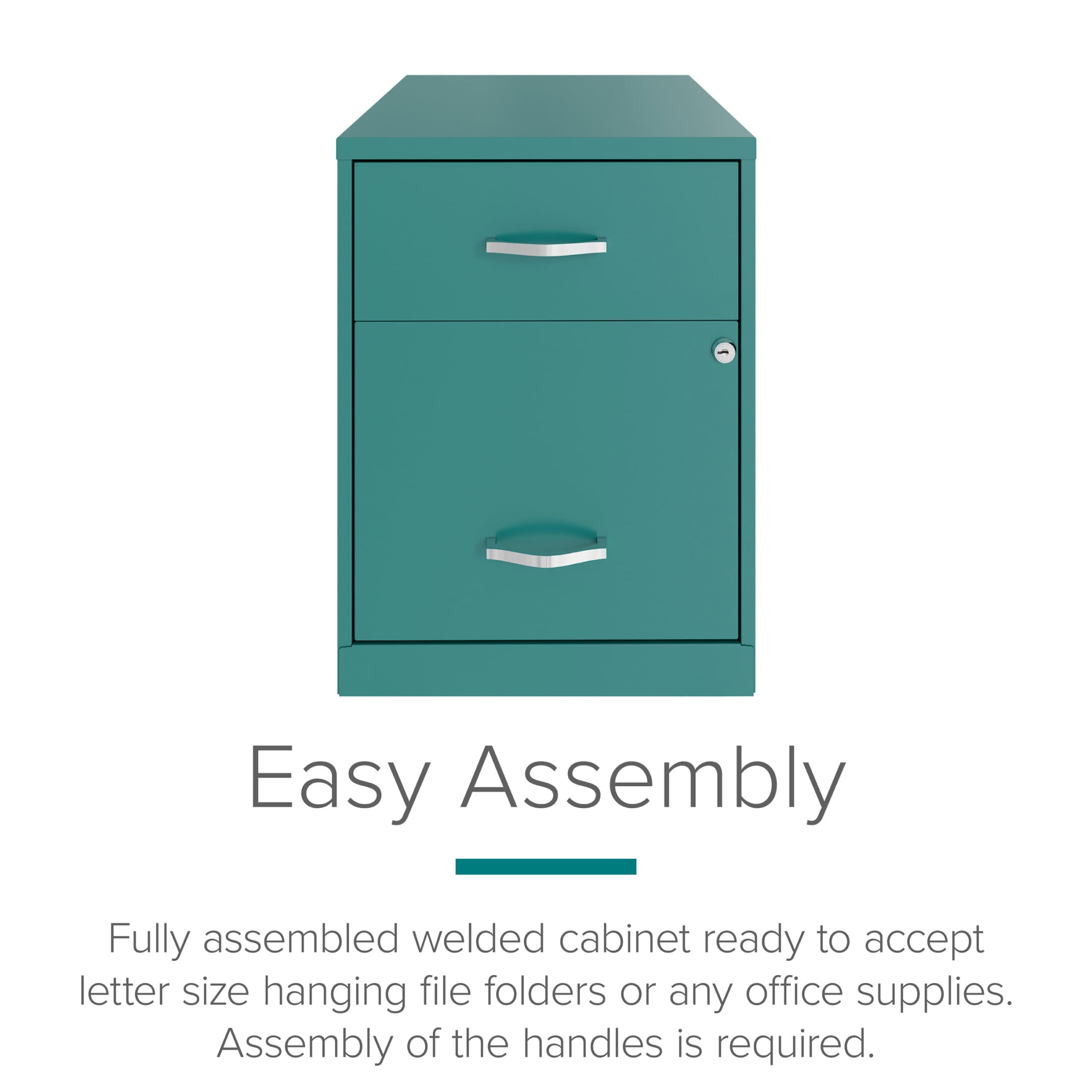 Space Solutions 18" Deep 2 Drawer Letter Width Vertical File Cabinet with Accessory Drawer, Teal