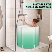 Portable Foldable Bathtub for Adults - Collapsible Travel Tub for Camping, Home & Spa - Space Saving, Durable PVC (Green Gradient)