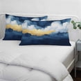 thumbnail image 4 of Navy Blue Throw Pillow Cover, Pillowcase Protectors with Zipper, Breathable Decorative Lumbar Pillow Case Cover, Abstract Modern Oil Painting Art Pillow Shams for Couch Sofa 16x24Inch, 4 of 8