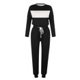 thumbnail image 5 of Eryao Plus Size Women 2 Piece Jogger Outfits Sets Color Block Crew Neck Long Sleeve Shirts and Drawstring Sweatpants Tracksuits 2024 Fall Winter Lightweight Loung Suits People Dupes,Black,M, 5 of 6