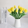 thumbnail image 2 of 20pcs Artificial Tulips Flowers Fake Faux PU Tulip Bouquet Real Touch Flower Arrangement for Home Room Office Party Wedding Decoration Excellent Gift Idea for Mothers Day (Yellow), 2 of 14