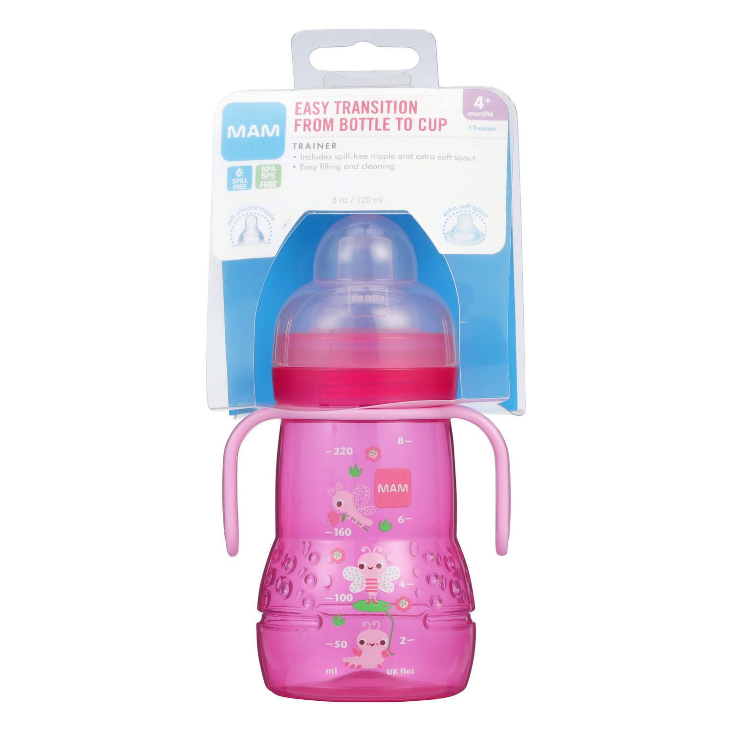 Tasse D'apprentissage MAM Trainer 220ml - Avec Poignées Et Tétine Anti-goutte - Pour Bébé Dès 4 Mois