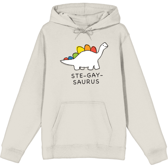 Pride Ste-Gay-Saurus Adult Sand Long Sleeve Hoodie-Medium