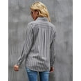 thumbnail image 3 of Camisa casual de rayas de manga larga para mujer Camisa de manga larga con cuello en V, 3 of 6