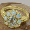 thumbnail image 6 of LBG British Made Solid 14k Yellow Gold Natural Aquamarine & Opal Womens Anniversary Ring - 33 size options - Size 12, 6 of 8