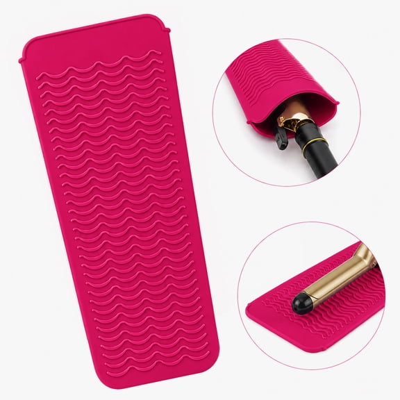 Heat Resistant Silicone Mat Pouch for Flat Iron, Curling Iron,Hot Hair Tools Travel accessory (Pink)