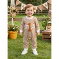 thumbnail image 4 of RUINIXCW Baby Boy First Birthday Outfit Romper Infant Boys 1st Birthday One Years Old Clothes Letter Embroidery Long Sleeve Waffled Striped Jumpsuit, 4 of 10
