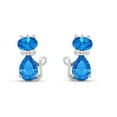 thumbnail image 2 of AFFY Pear & Oval Shape Simulated Blue Topaz Cute Animal Kitty Cat Stud Earrings In 14k White Gold Over Sterling Silver, 2 of 5